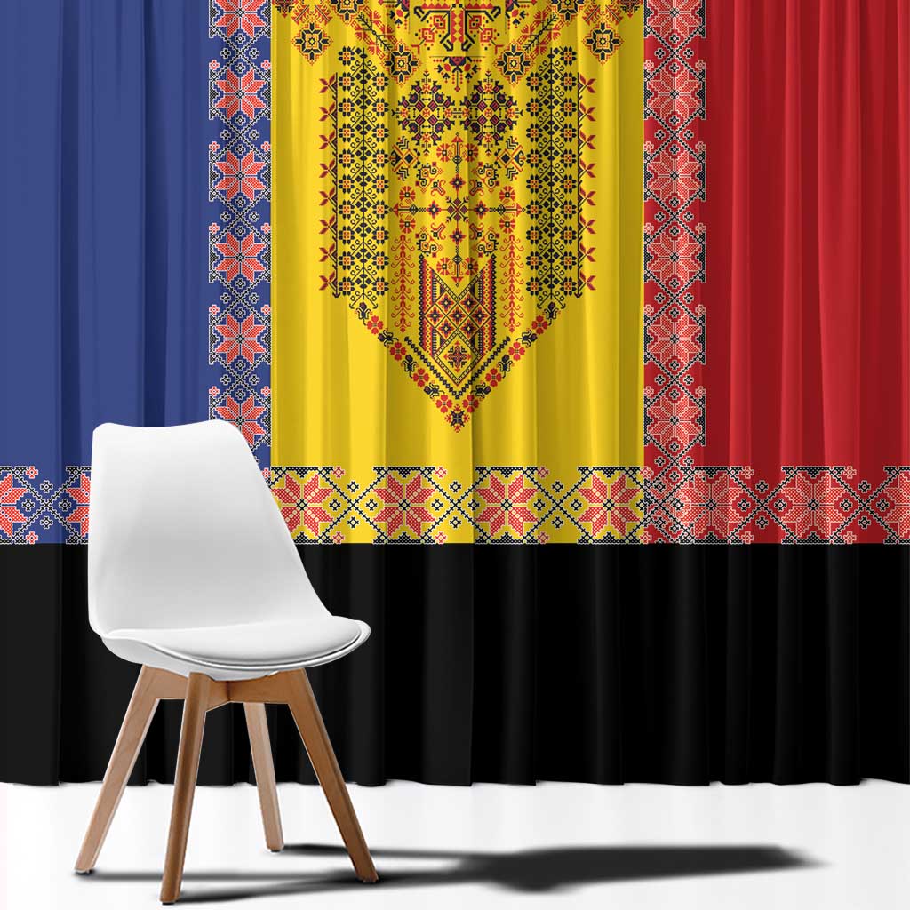 Romania National Flag Day 26th June Window Curtain Red Traditional Embroidery Patterns