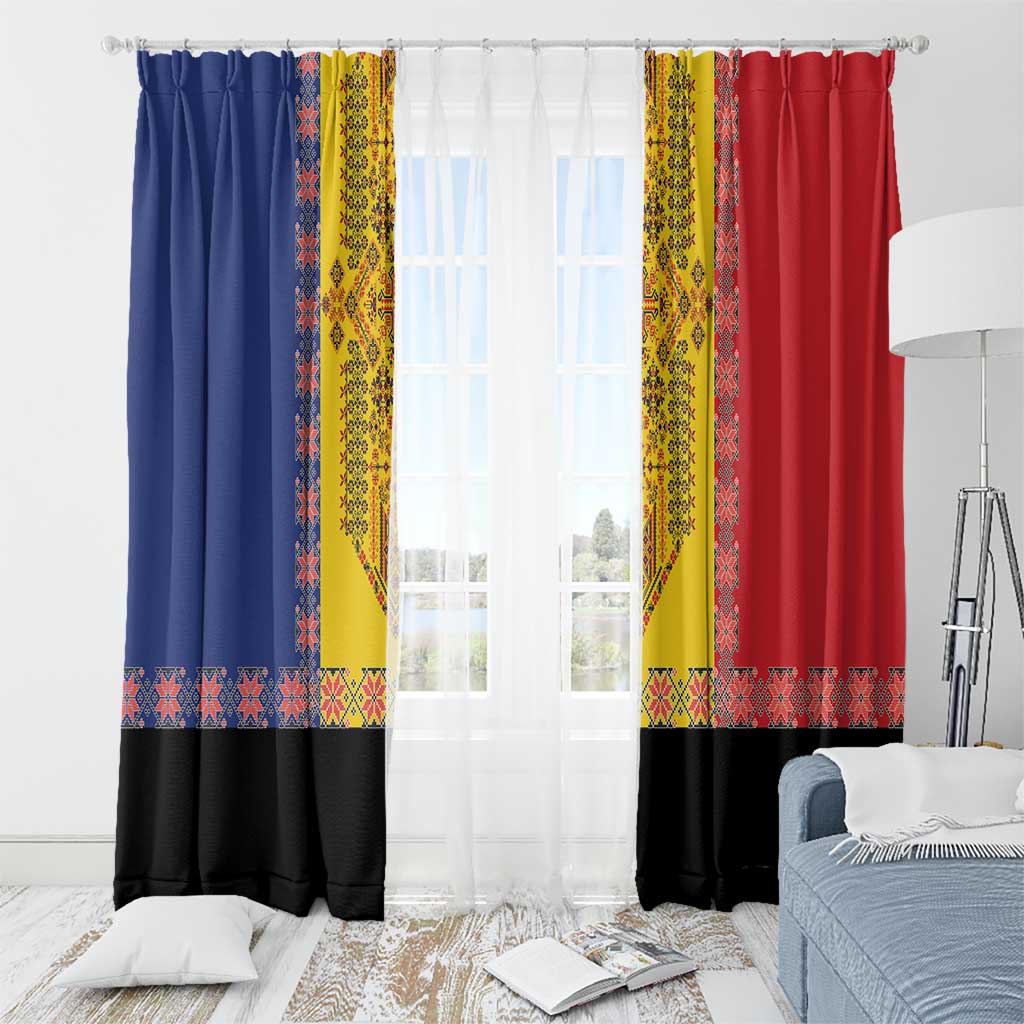 Romania National Flag Day 26th June Window Curtain Red Traditional Embroidery Patterns