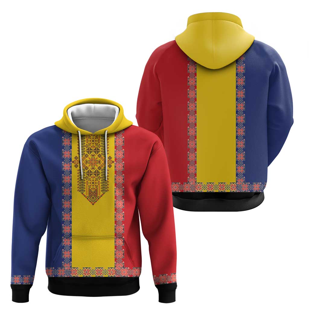 Romania National Flag Day 26th June Zip Hoodie Red Traditional Embroidery Patterns