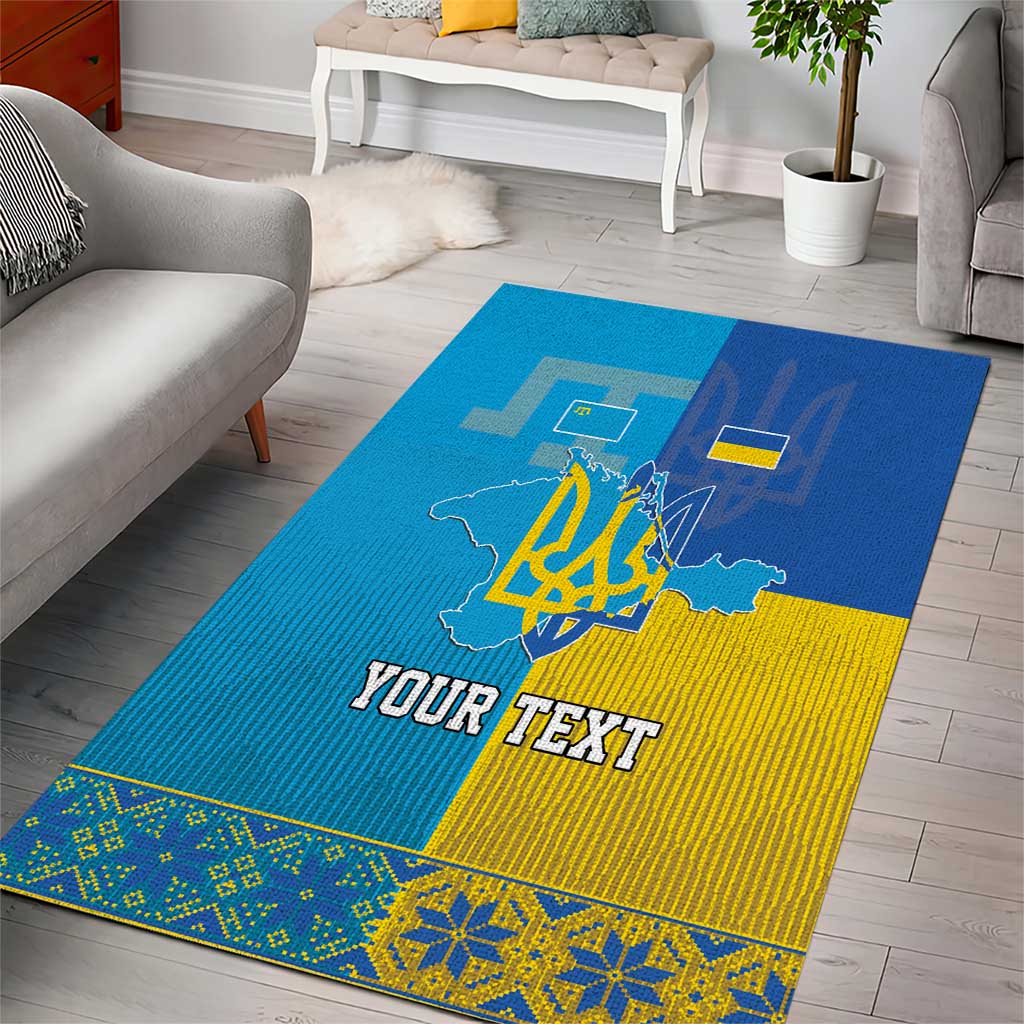 Personalized Crimean Tatar Flag Day Area Rug Ukraine Crimea Map