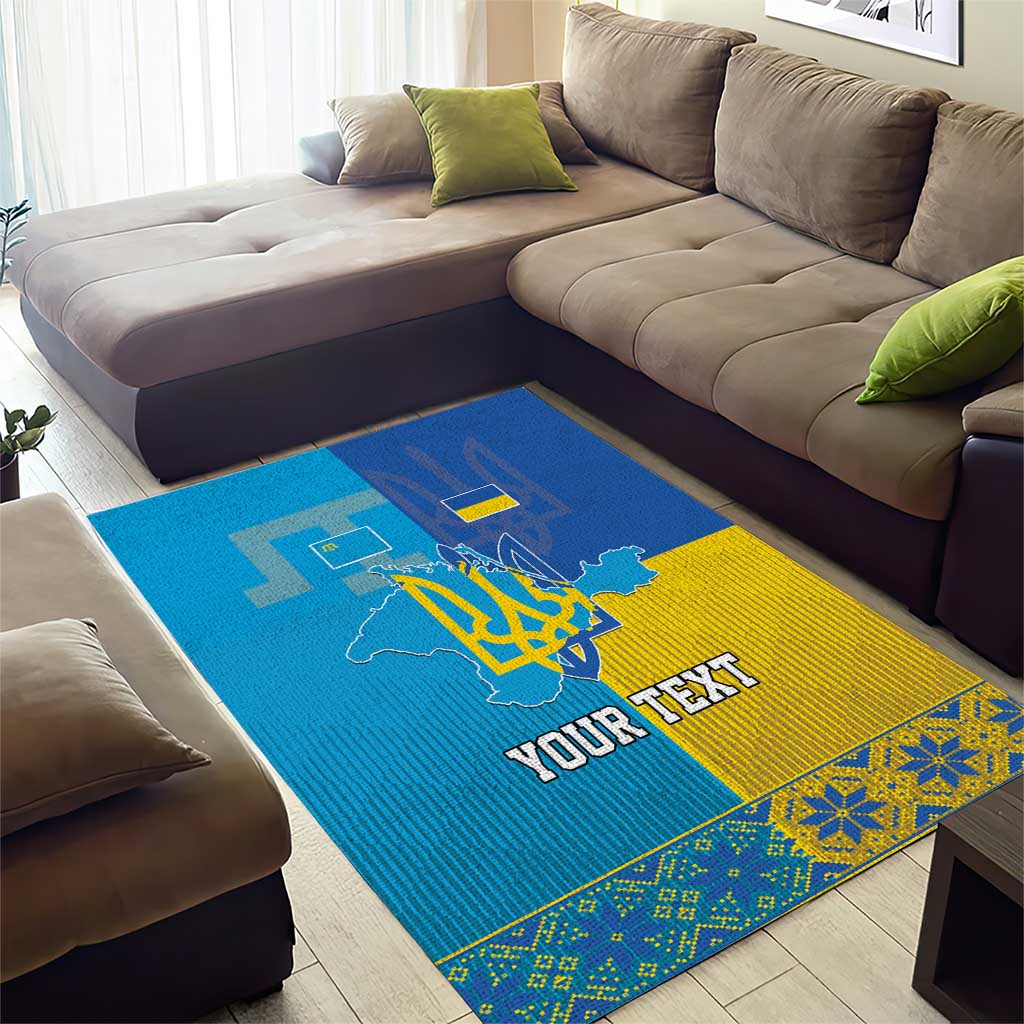 Personalized Crimean Tatar Flag Day Area Rug Ukraine Crimea Map