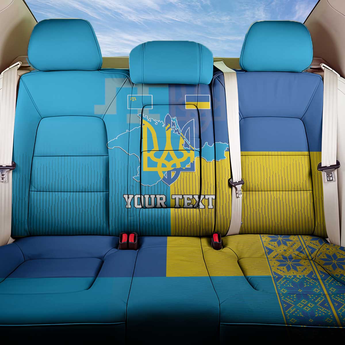 Personalized Crimean Tatar Flag Day Back Car Seat Cover Ukraine Crimea Map