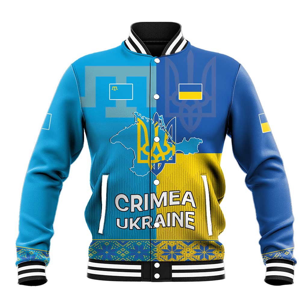 Personalized Crimean Tatar Flag Day Baseball Jacket Ukraine Crimea Map