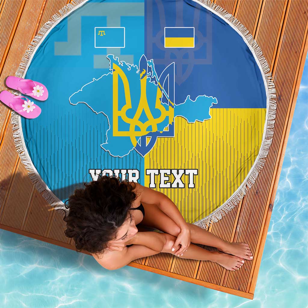 Personalized Crimean Tatar Flag Day Beach Blanket Ukraine Crimea Map