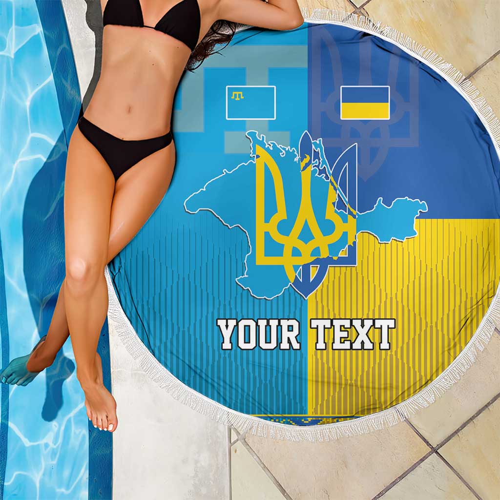 Personalized Crimean Tatar Flag Day Beach Blanket Ukraine Crimea Map