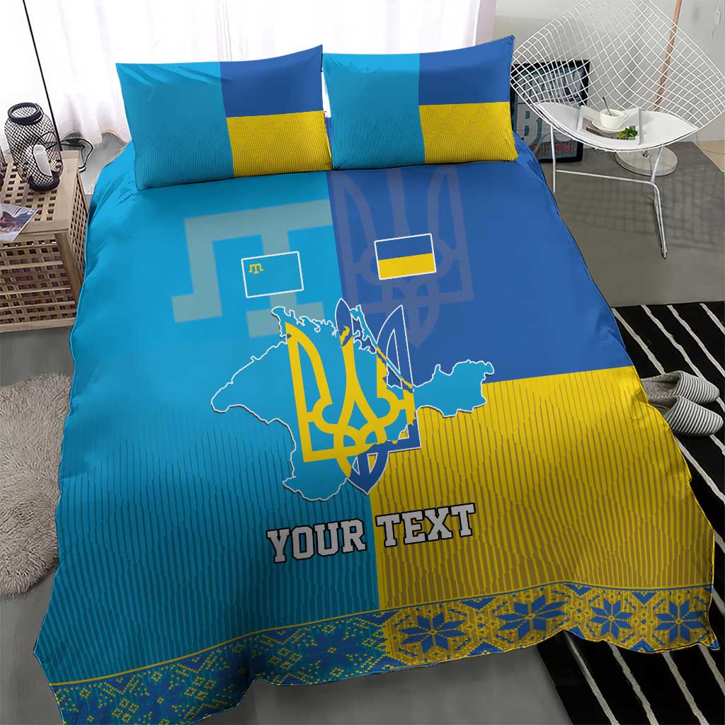 Personalized Crimean Tatar Flag Day Bedding Set Ukraine Crimea Map
