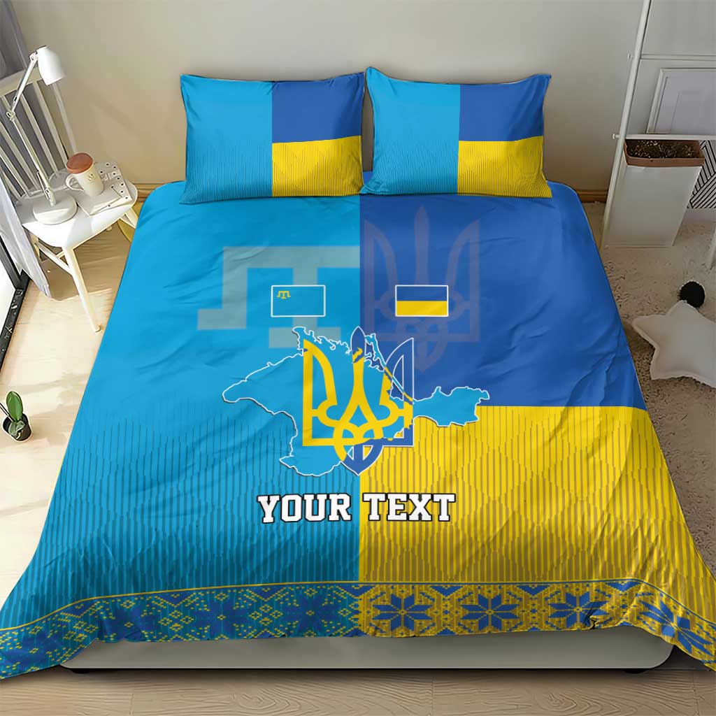 Personalized Crimean Tatar Flag Day Bedding Set Ukraine Crimea Map