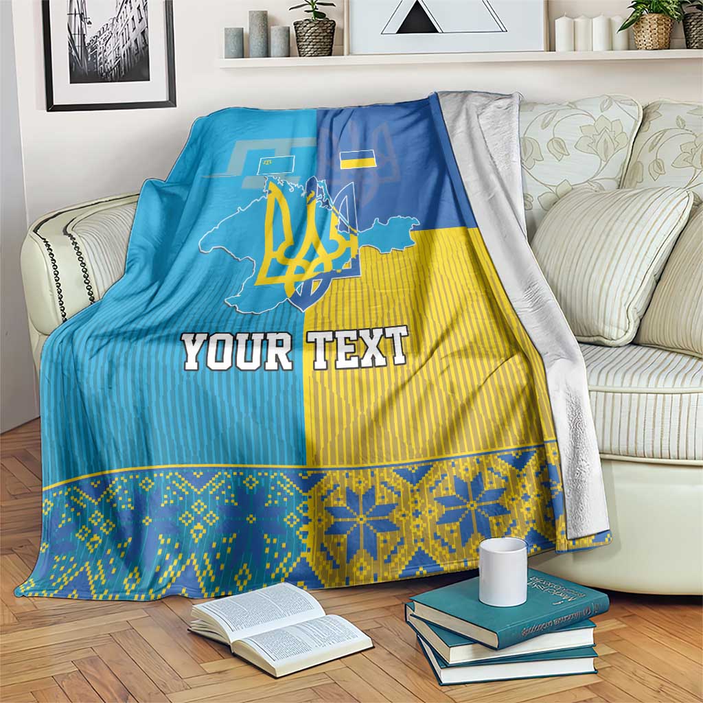 Personalized Crimean Tatar Flag Day Blanket Ukraine Crimea Map