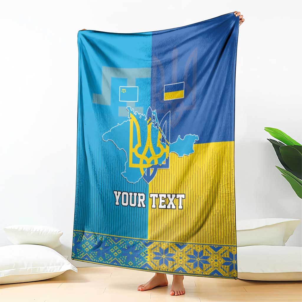 Personalized Crimean Tatar Flag Day Blanket Ukraine Crimea Map