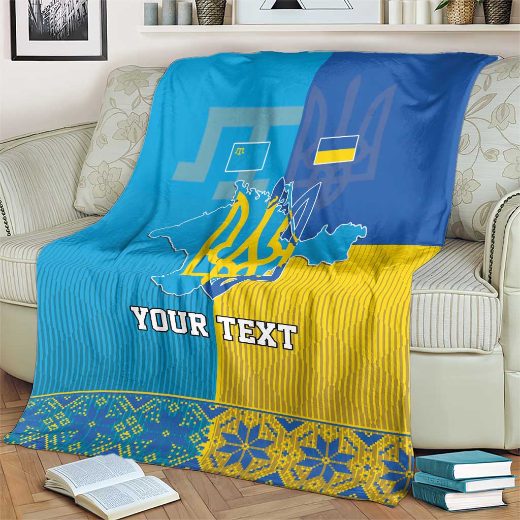 Personalized Crimean Tatar Flag Day Blanket Ukraine Crimea Map