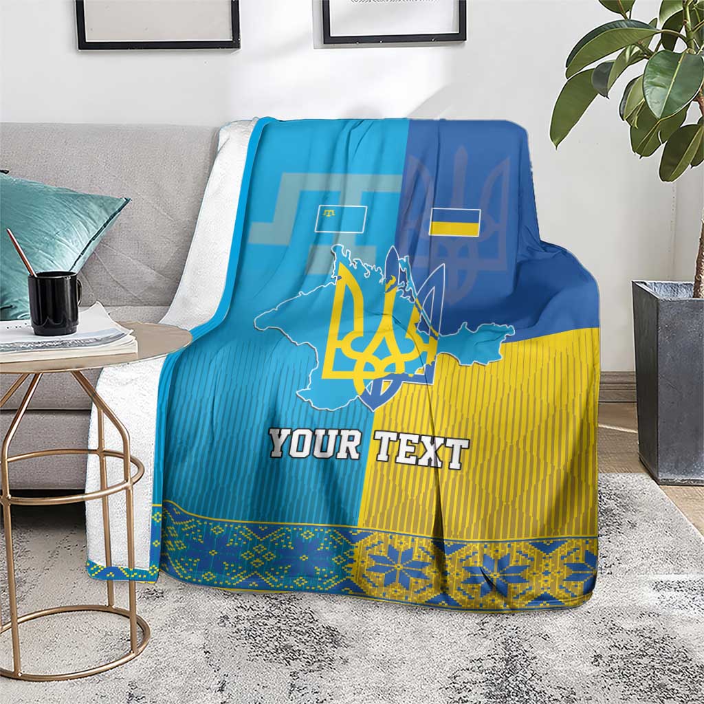 Personalized Crimean Tatar Flag Day Blanket Ukraine Crimea Map