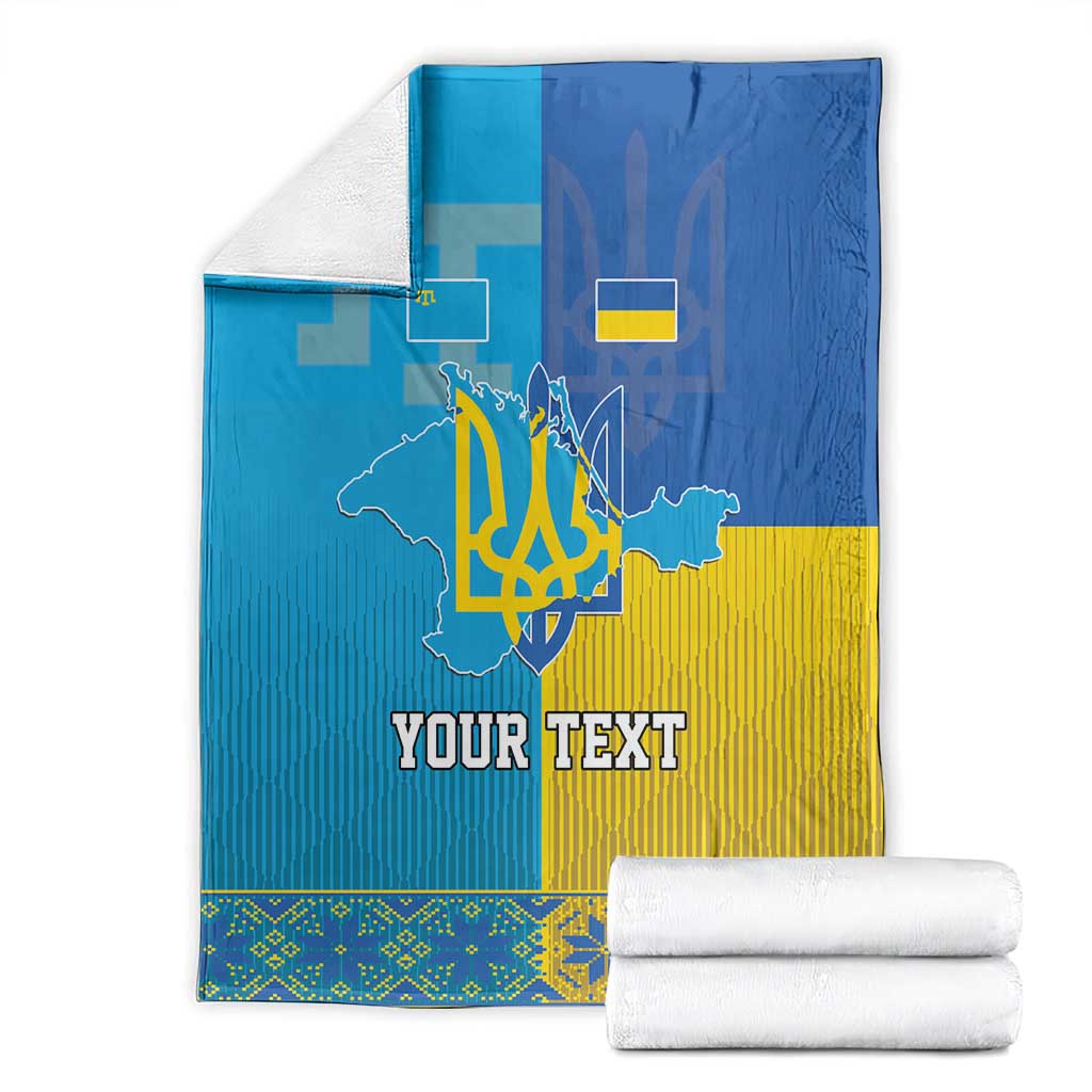 Personalized Crimean Tatar Flag Day Blanket Ukraine Crimea Map