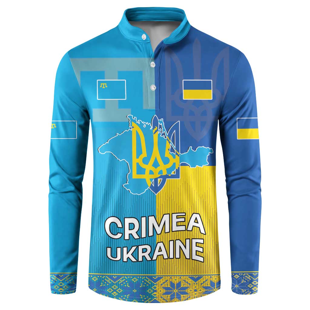 Personalized Crimean Tatar Flag Day Button Sweatshirt Ukraine Crimea Map