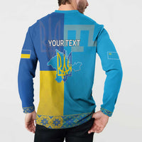 Personalized Crimean Tatar Flag Day Button Sweatshirt Ukraine Crimea Map