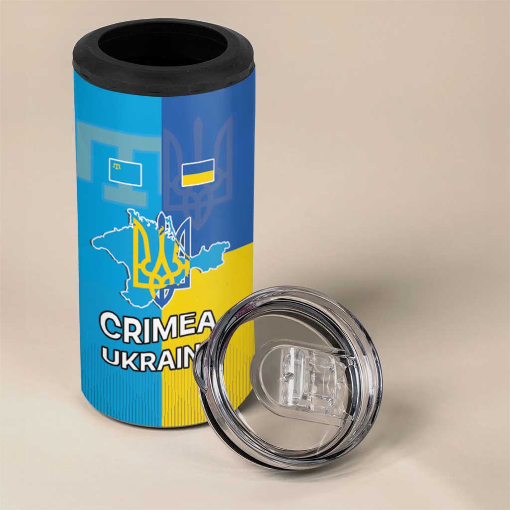 Personalized Crimean Tatar Flag Day 4 in 1 Can Cooler Tumbler Ukraine Crimea Map