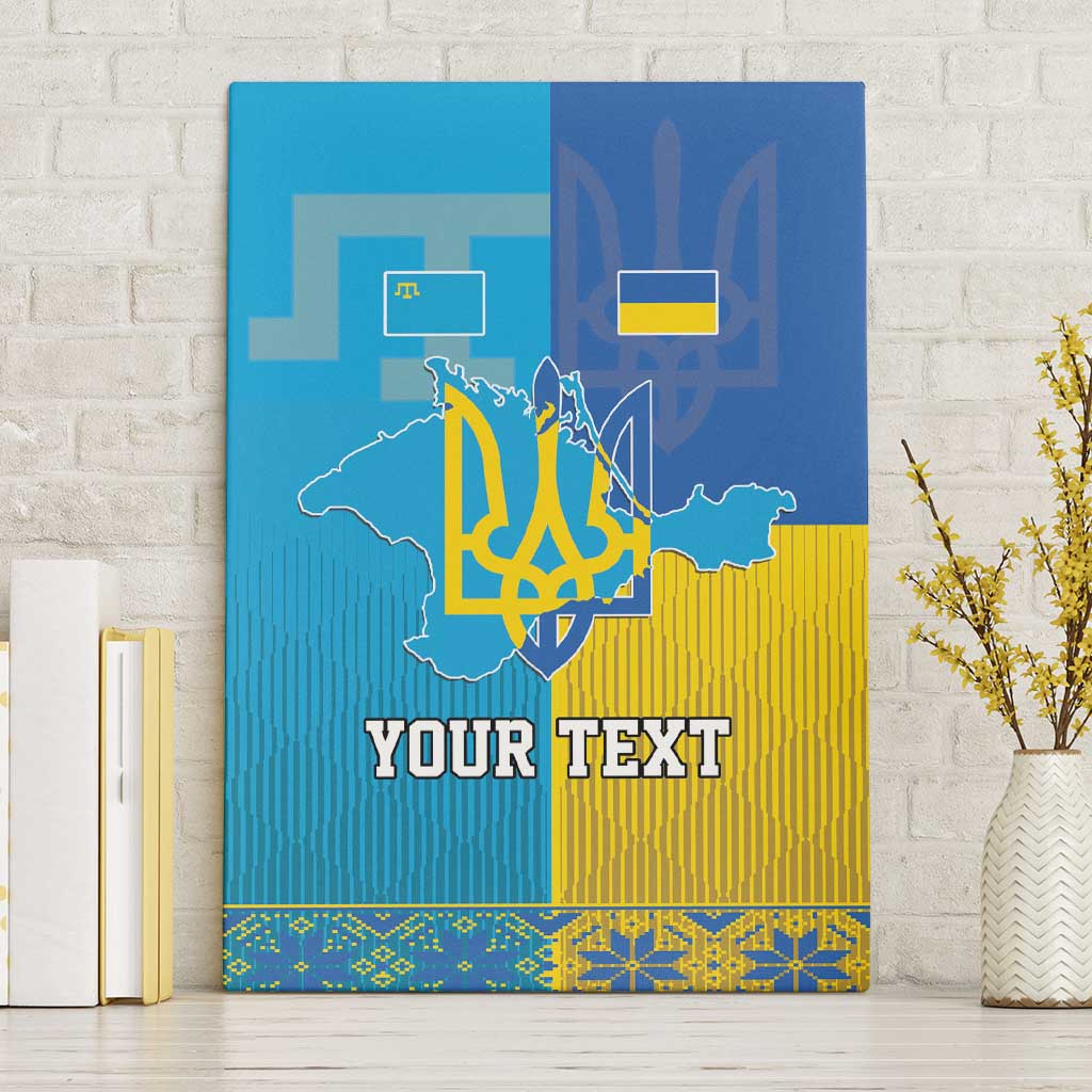 Personalized Crimean Tatar Flag Day Canvas Wall Art Ukraine Crimea Map