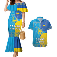 Personalized Crimean Tatar Flag Day Couples Matching Mermaid Dress and Hawaiian Shirt Ukraine Crimea Map