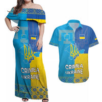 Personalized Crimean Tatar Flag Day Couples Matching Off Shoulder Maxi Dress and Hawaiian Shirt Ukraine Crimea Map
