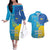 Personalized Crimean Tatar Flag Day Couples Matching Off The Shoulder Long Sleeve Dress and Hawaiian Shirt Ukraine Crimea Map