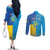 Personalized Crimean Tatar Flag Day Couples Matching Off The Shoulder Long Sleeve Dress and Long Sleeve Button Shirt Ukraine Crimea Map