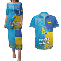Personalized Crimean Tatar Flag Day Couples Matching Puletasi and Hawaiian Shirt Ukraine Crimea Map