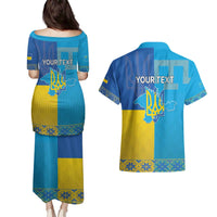 Personalized Crimean Tatar Flag Day Couples Matching Puletasi and Hawaiian Shirt Ukraine Crimea Map