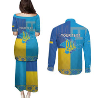 Personalized Crimean Tatar Flag Day Couples Matching Puletasi and Long Sleeve Button Shirt Ukraine Crimea Map