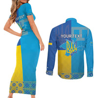 Personalized Crimean Tatar Flag Day Couples Matching Short Sleeve Bodycon Dress and Long Sleeve Button Shirt Ukraine Crimea Map