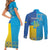 Personalized Crimean Tatar Flag Day Couples Matching Short Sleeve Bodycon Dress and Long Sleeve Button Shirt Ukraine Crimea Map