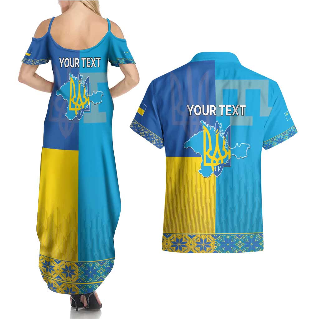 Personalized Crimean Tatar Flag Day Couples Matching Summer Maxi Dress and Hawaiian Shirt Ukraine Crimea Map
