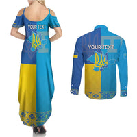 Personalized Crimean Tatar Flag Day Couples Matching Summer Maxi Dress and Long Sleeve Button Shirt Ukraine Crimea Map