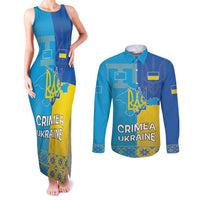 Personalized Crimean Tatar Flag Day Couples Matching Tank Maxi Dress and Long Sleeve Button Shirt Ukraine Crimea Map