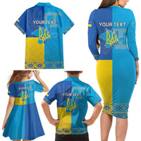 Personalized Crimean Tatar Flag Day Family Matching Long Sleeve Bodycon Dress and Hawaiian Shirt Ukraine Crimea Map
