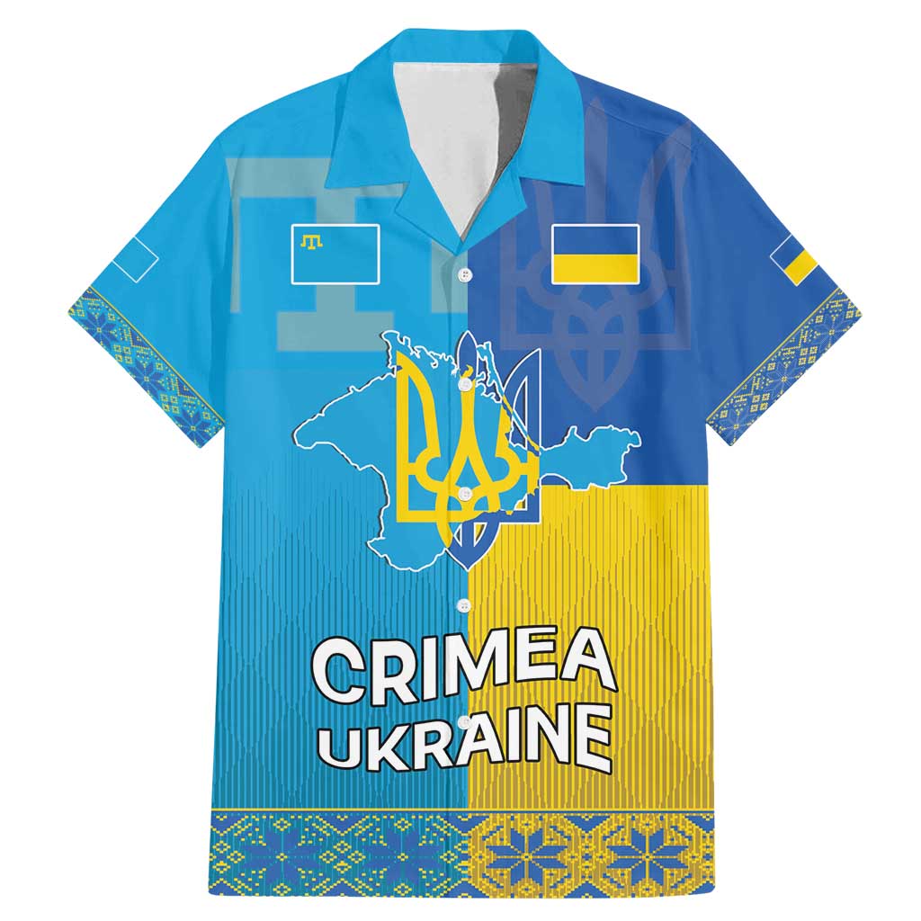Personalized Crimean Tatar Flag Day Family Matching Mermaid Dress and Hawaiian Shirt Ukraine Crimea Map