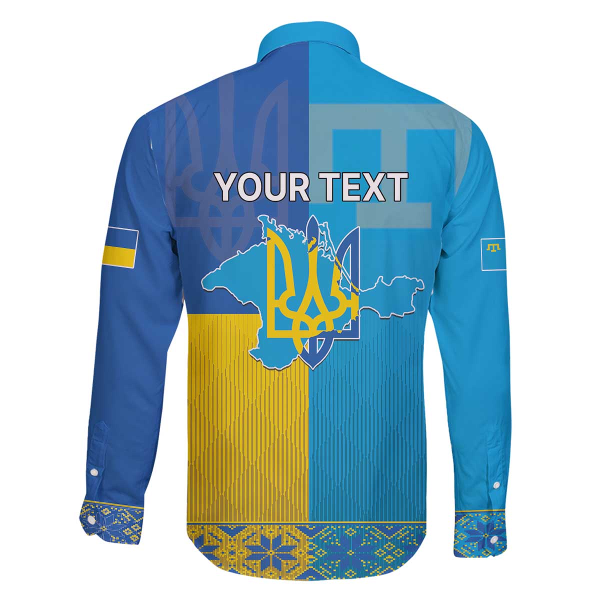 Personalized Crimean Tatar Flag Day Family Matching Off The Shoulder Long Sleeve Dress and Hawaiian Shirt Ukraine Crimea Map