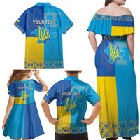 Personalized Crimean Tatar Flag Day Family Matching Off Shoulder Maxi Dress and Hawaiian Shirt Ukraine Crimea Map