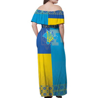 Personalized Crimean Tatar Flag Day Family Matching Off Shoulder Maxi Dress and Hawaiian Shirt Ukraine Crimea Map