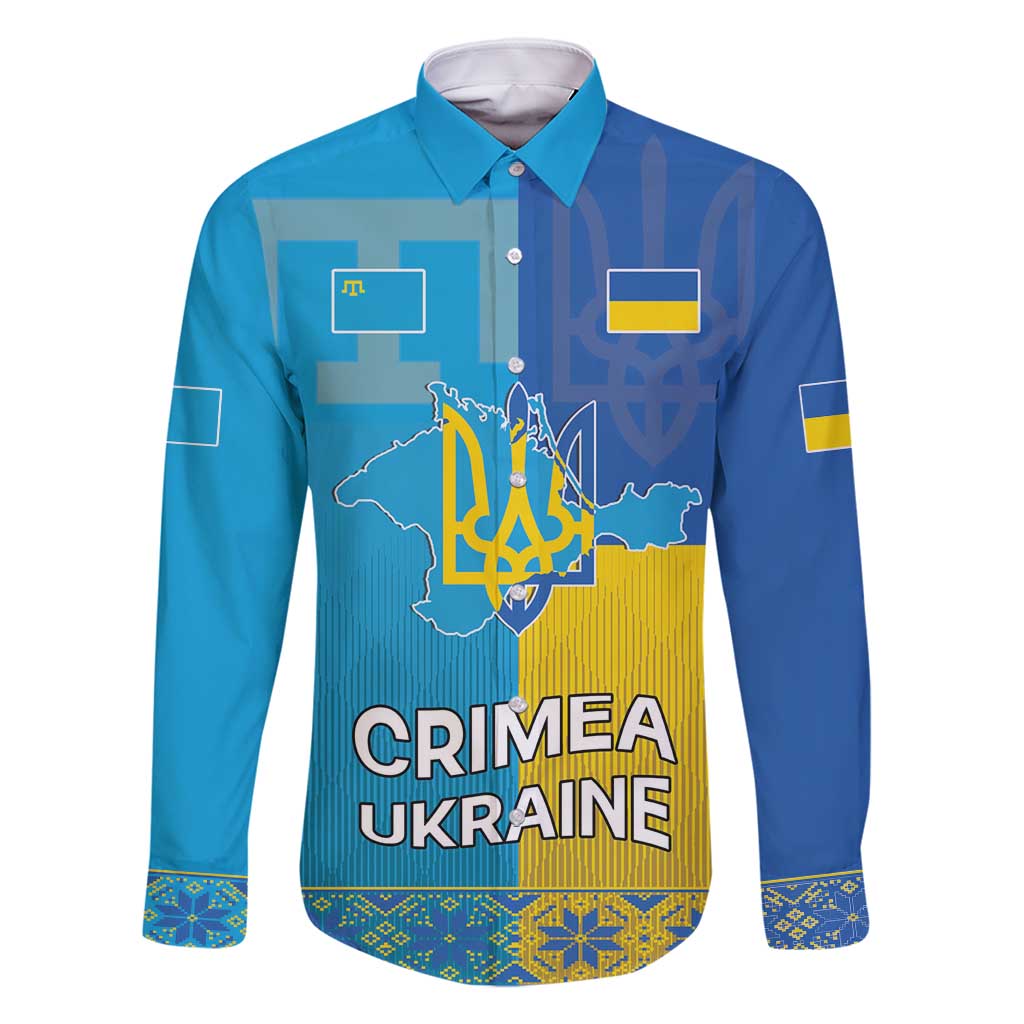 Personalized Crimean Tatar Flag Day Family Matching Off Shoulder Short Dress and Hawaiian Shirt Ukraine Crimea Map