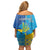 Personalized Crimean Tatar Flag Day Family Matching Off Shoulder Short Dress and Hawaiian Shirt Ukraine Crimea Map