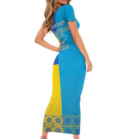 Personalized Crimean Tatar Flag Day Family Matching Short Sleeve Bodycon Dress and Hawaiian Shirt Ukraine Crimea Map