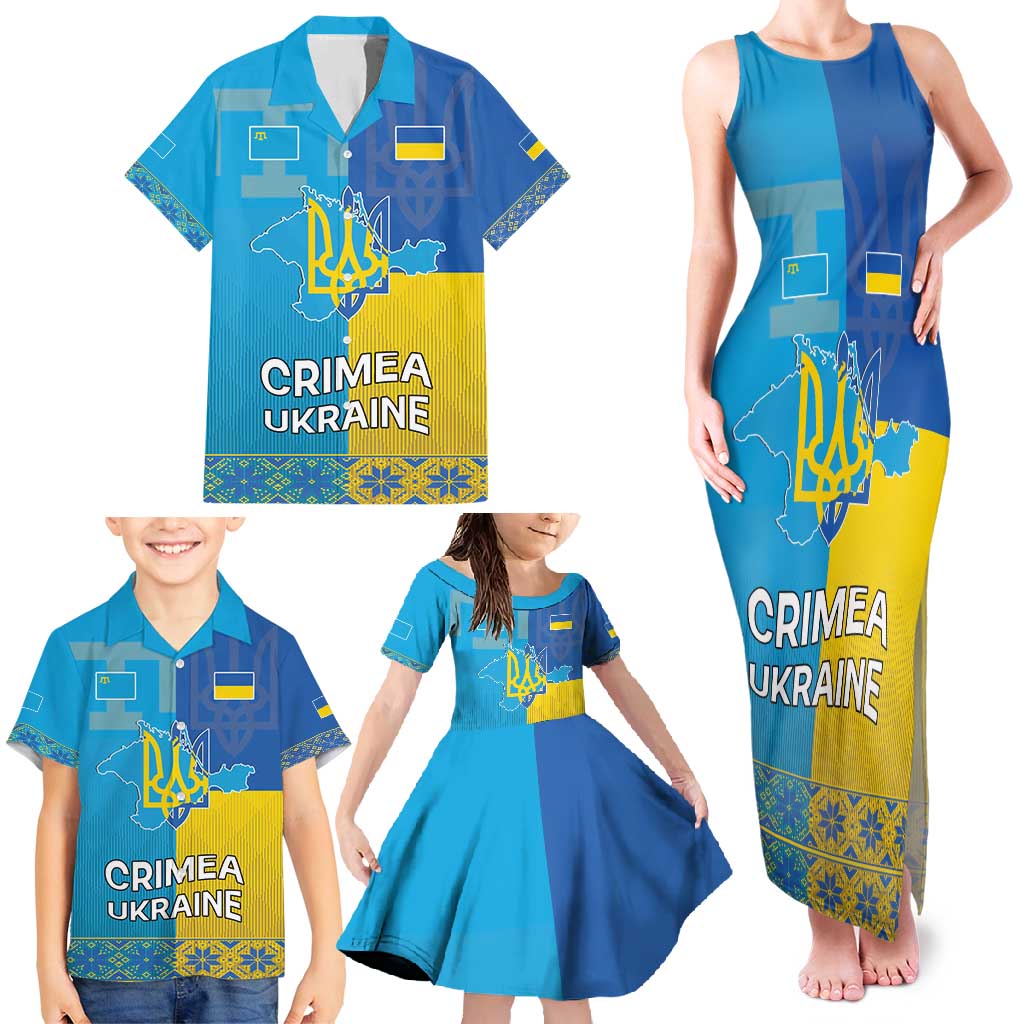 Personalized Crimean Tatar Flag Day Family Matching Tank Maxi Dress and Hawaiian Shirt Ukraine Crimea Map