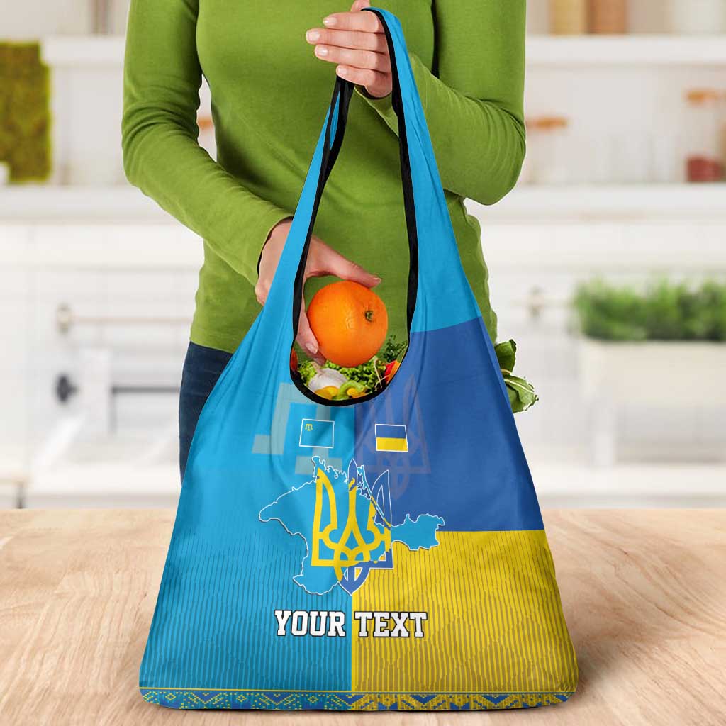 Personalized Crimean Tatar Flag Day Grocery Bag Ukraine Crimea Map
