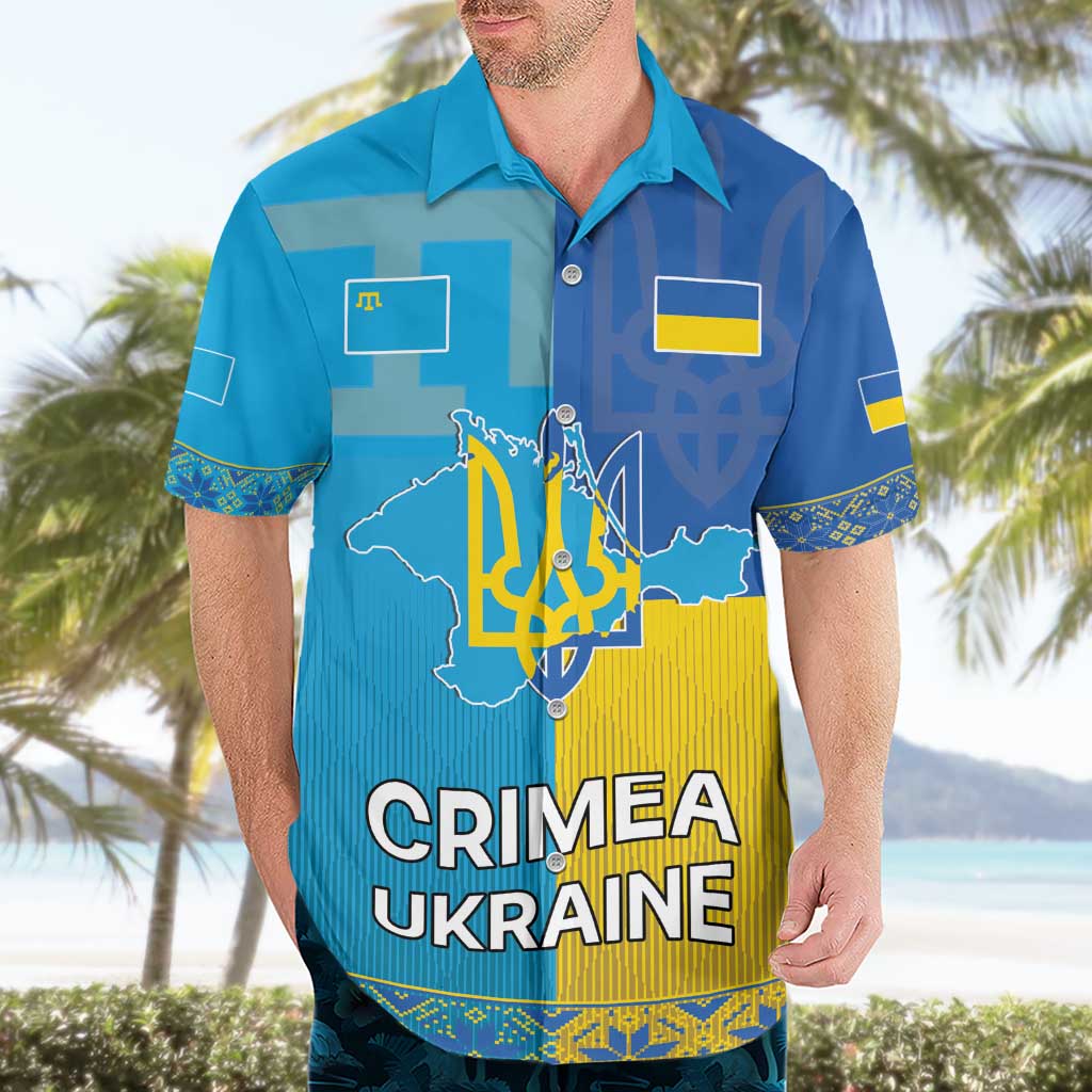 Personalized Crimean Tatar Flag Day Hawaiian Shirt Ukraine Crimea Map