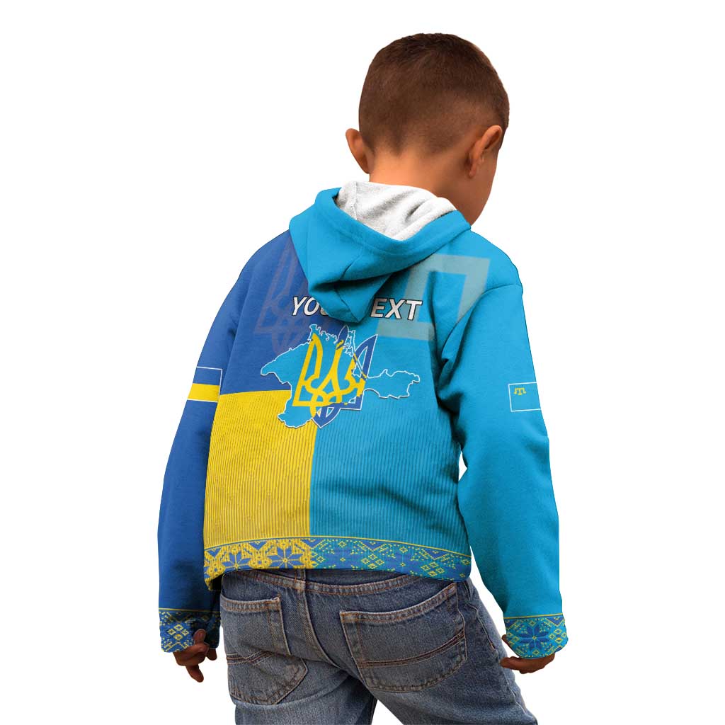 Personalized Crimean Tatar Flag Day Kid Hoodie Ukraine Crimea Map