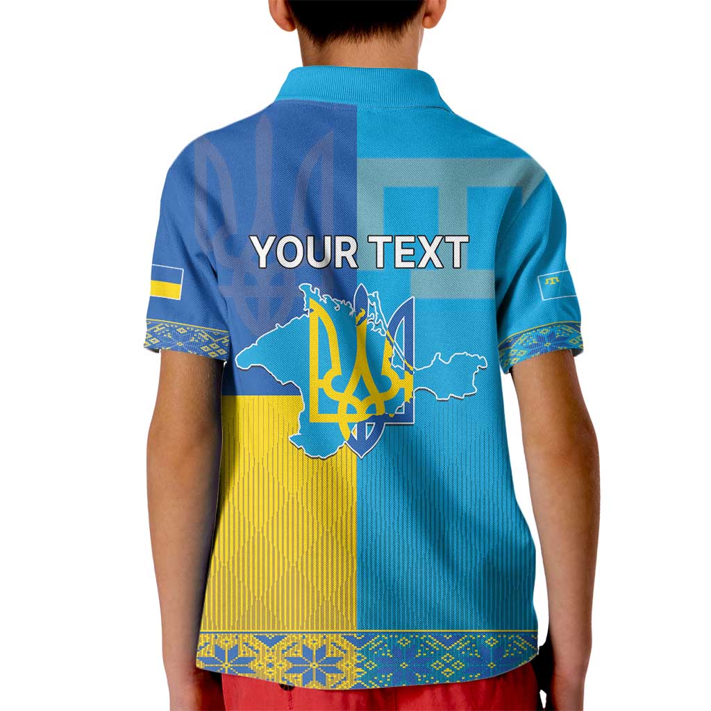 Personalized Crimean Tatar Flag Day Kid Polo Shirt Ukraine Crimea Map