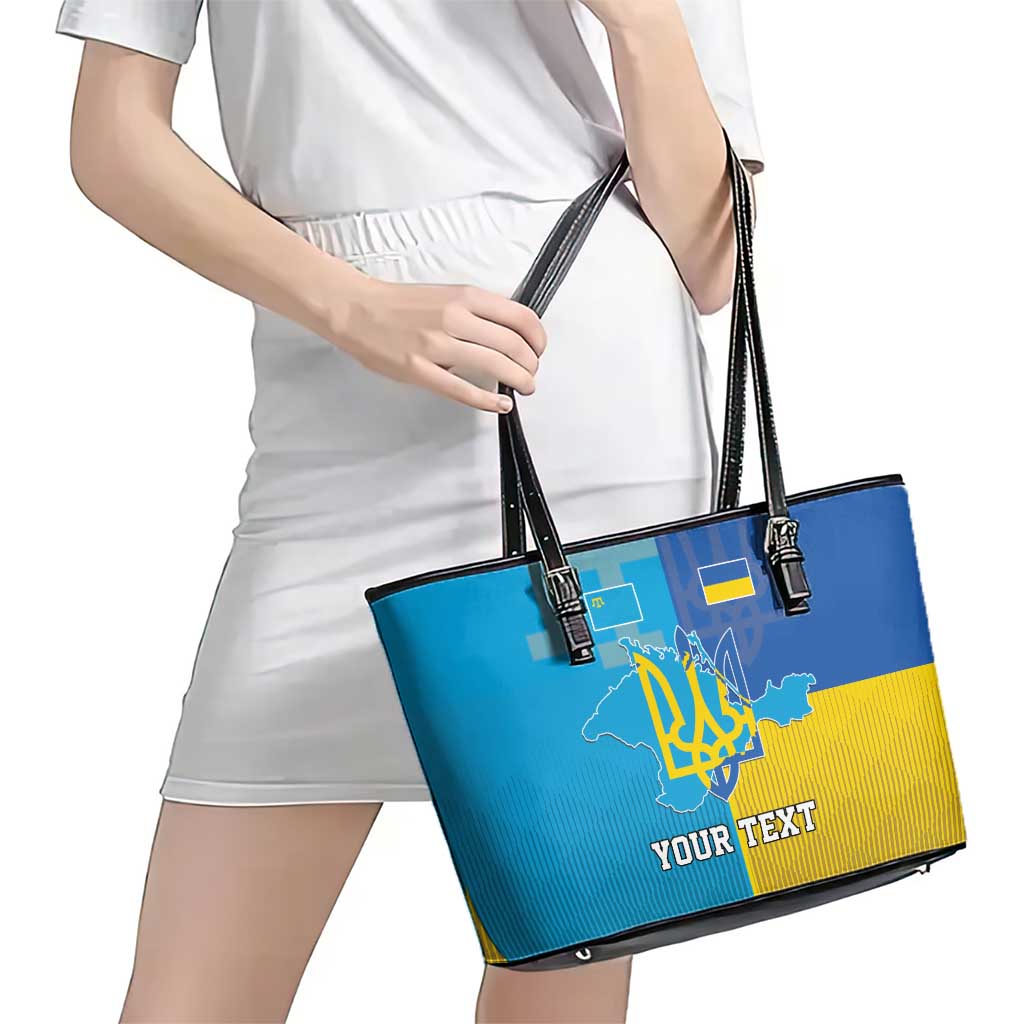 Personalized Crimean Tatar Flag Day Leather Tote Bag Ukraine Crimea Map