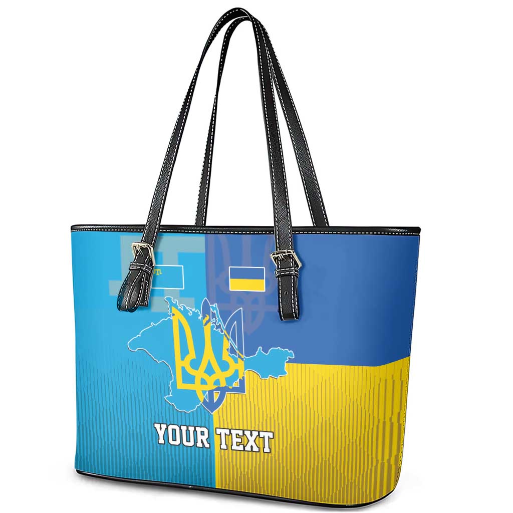 Personalized Crimean Tatar Flag Day Leather Tote Bag Ukraine Crimea Map