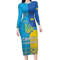 Personalized Crimean Tatar Flag Day Long Sleeve Bodycon Dress Ukraine Crimea Map