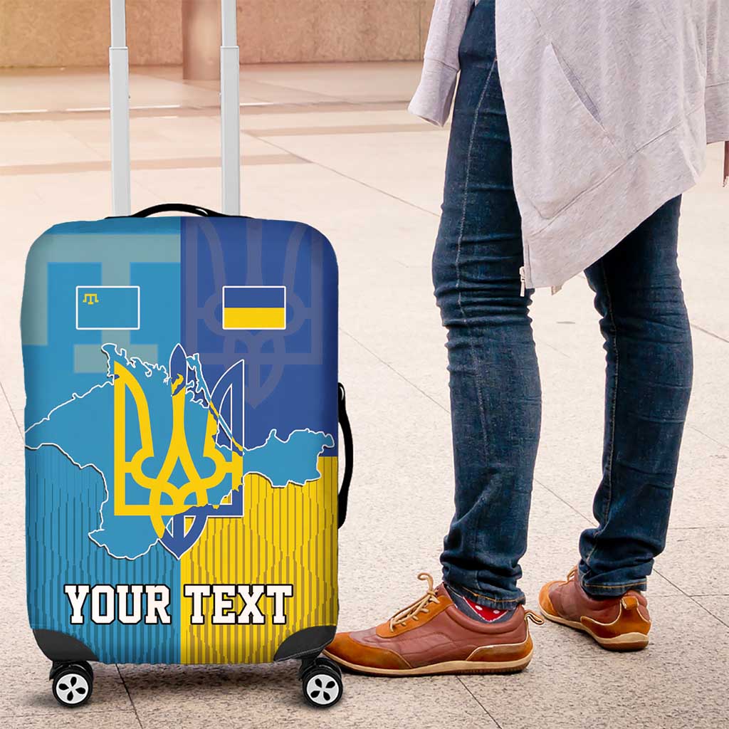 Personalized Crimean Tatar Flag Day Luggage Cover Ukraine Crimea Map