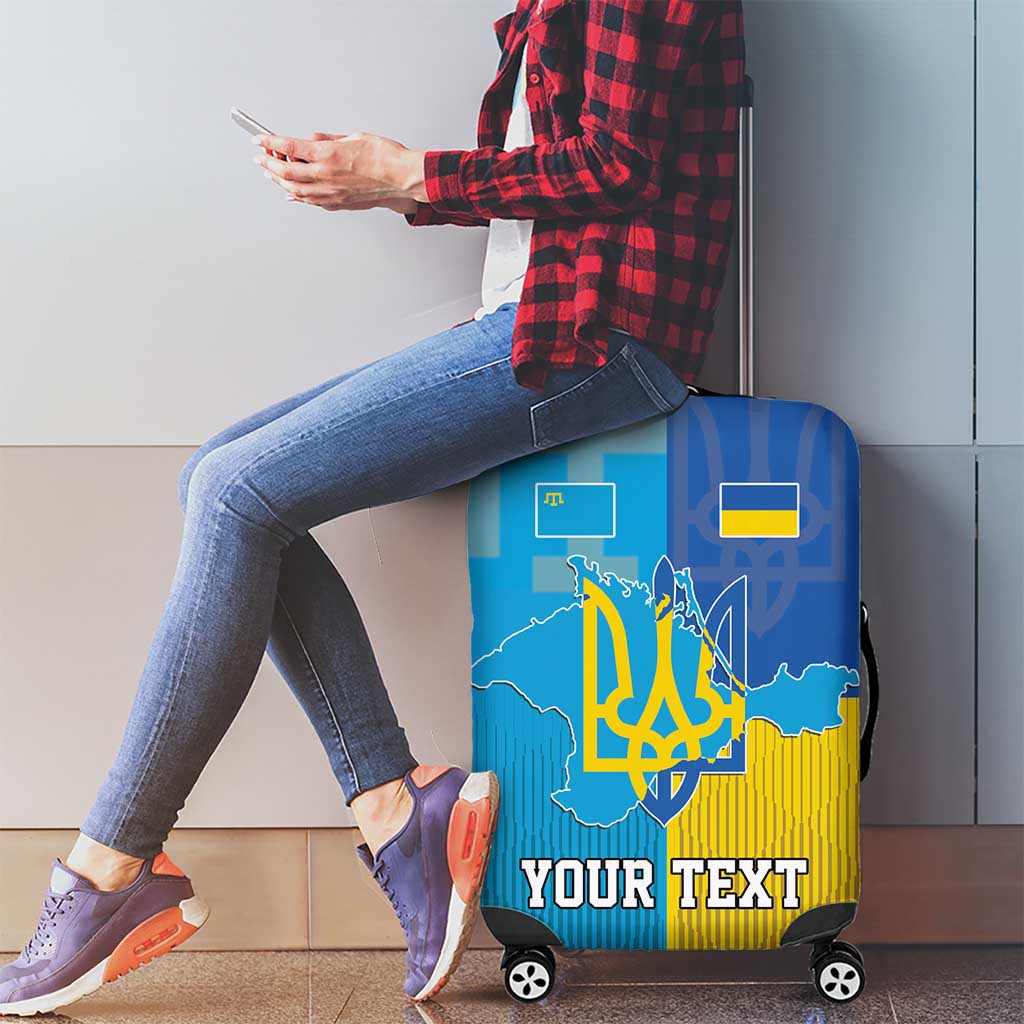 Personalized Crimean Tatar Flag Day Luggage Cover Ukraine Crimea Map